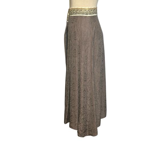 Armand Ventilo brown silk waist embroidered midi skirt size EU 42 US 12 - Picture 14 of 16